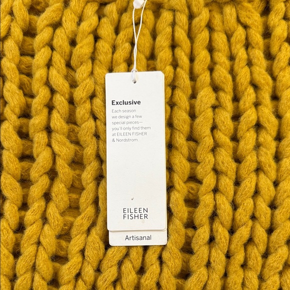 Eileen Fisher Yellow Chunky Knit Alpaca Sweater - Picture 3 of 7